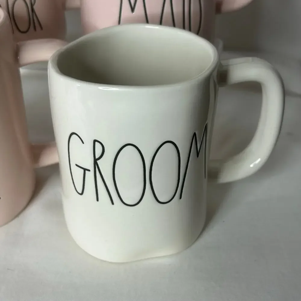 Rae Dunn Wedding Mug Set 4 Pink Bride to Be Bridesmaid Maid of Honor Groom